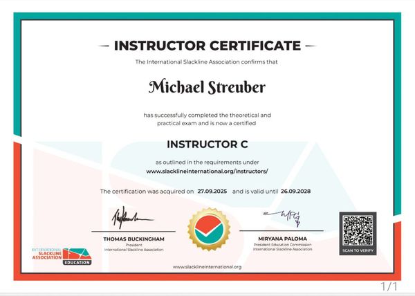 Michi aus Marburg wird zertifizierter Slackline Instructor